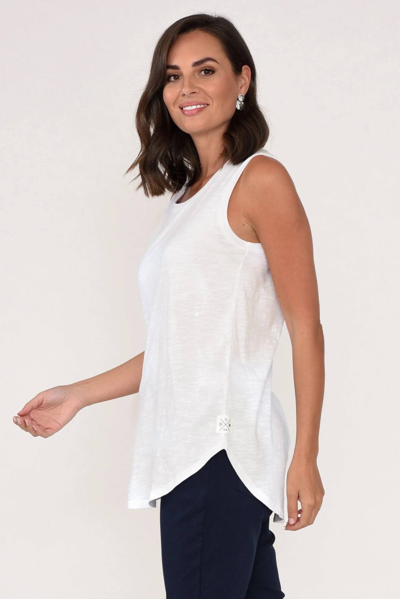 White Cotton Scoop Tank - Image 2