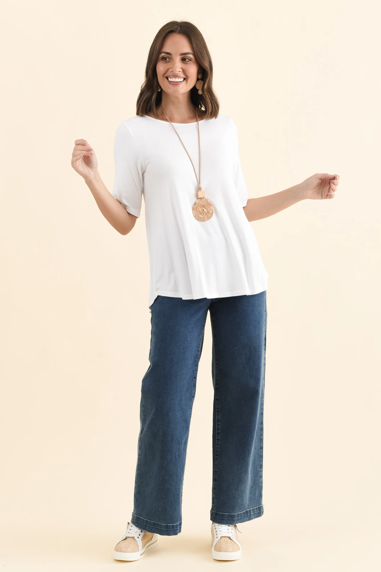Buttery White Half Sleeve Tee - Image 6