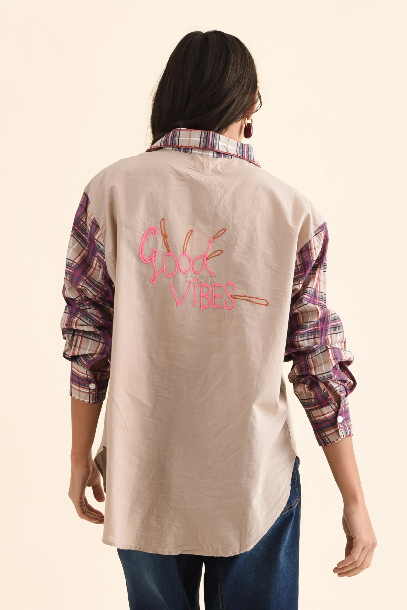 Woods Purple Whimsy Cotton Embroidered Shirt - Image 4