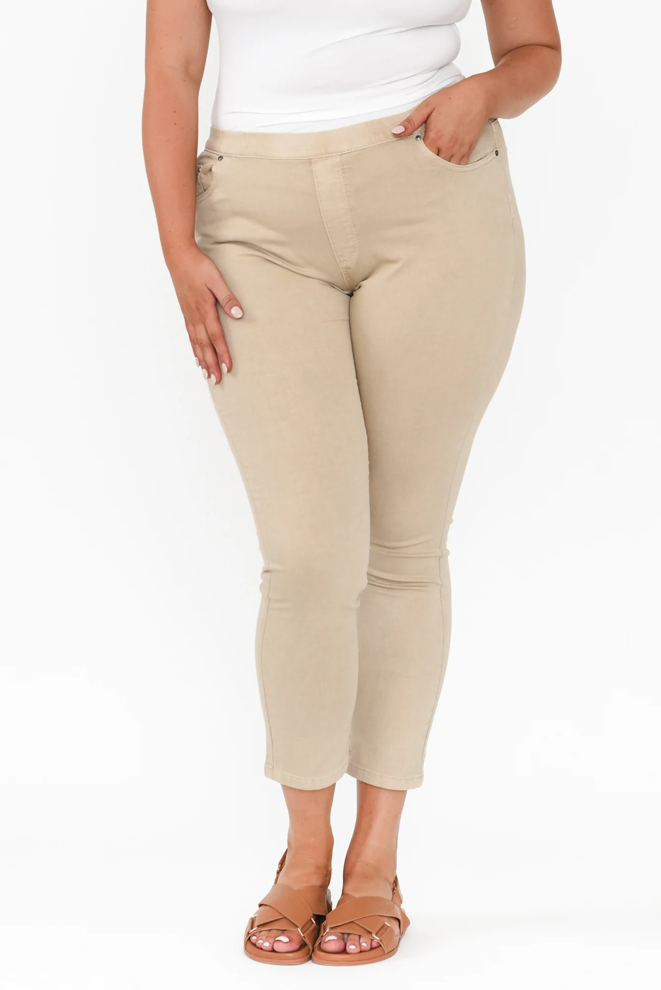 Zadie Beige Stretch Jeans - Image 8