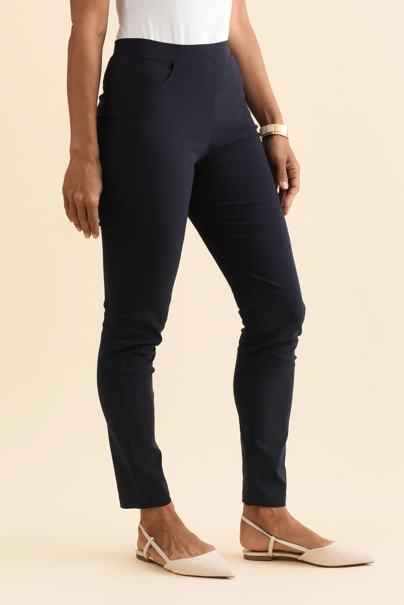 Zara Navy Stretch Full Length Pants - Image 4