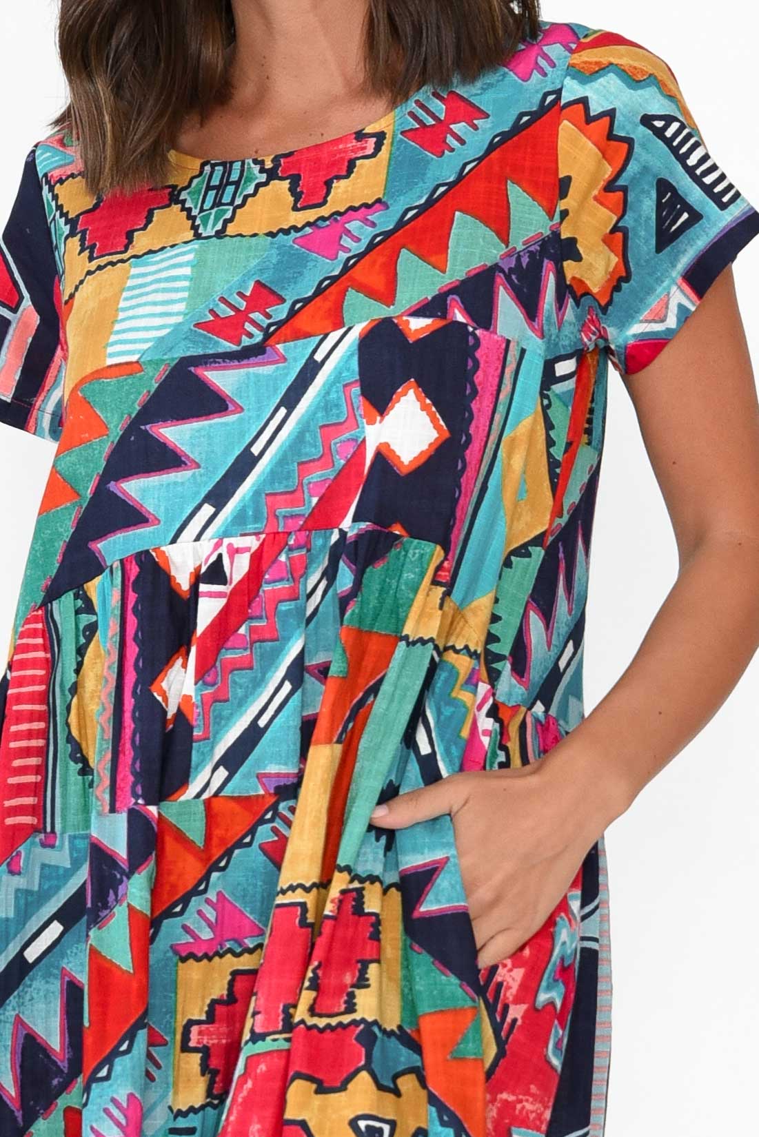Zio Blue Abstract Organic Cotton Dress - Image 3