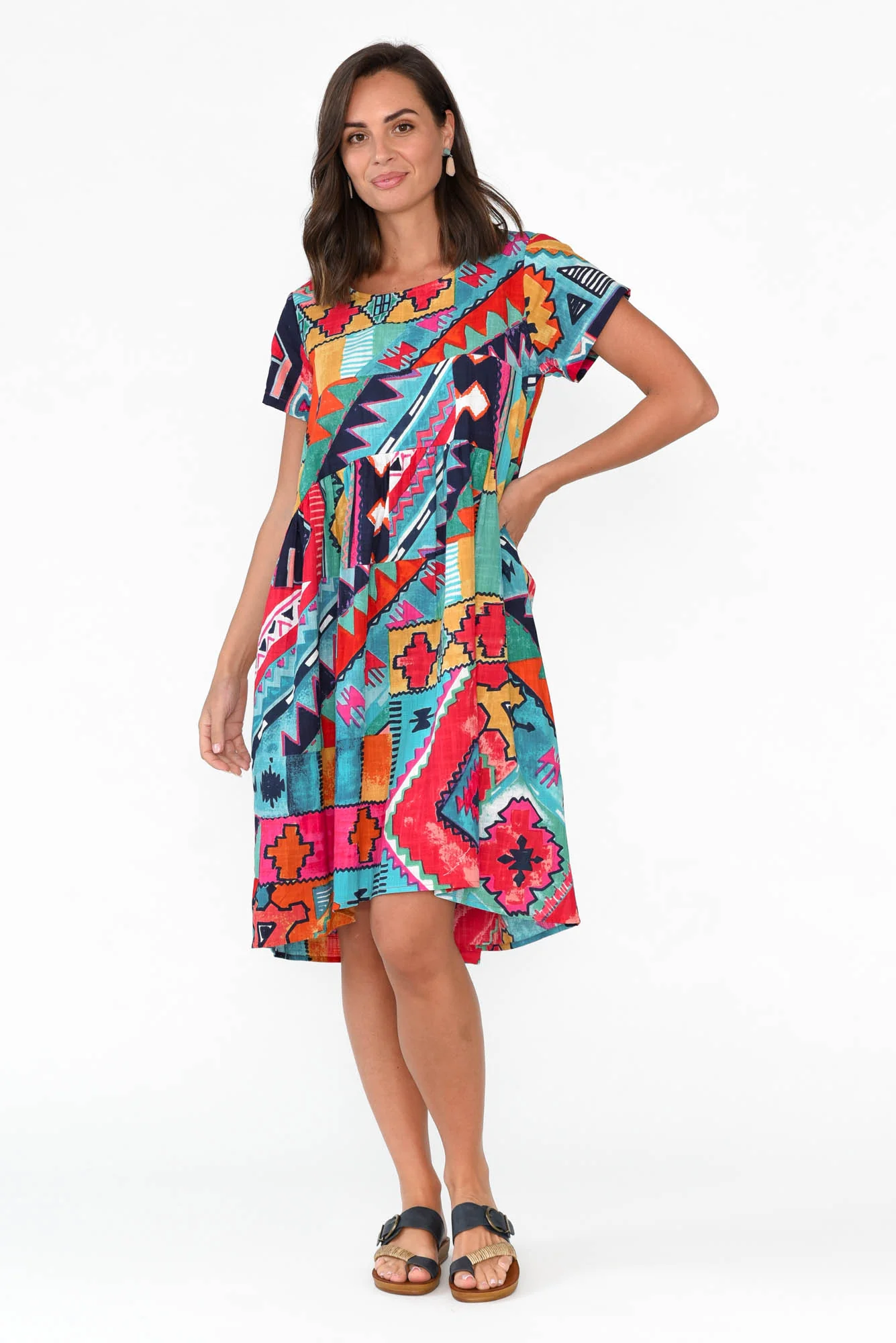 Zio Blue Abstract Organic Cotton Dress - Image 6