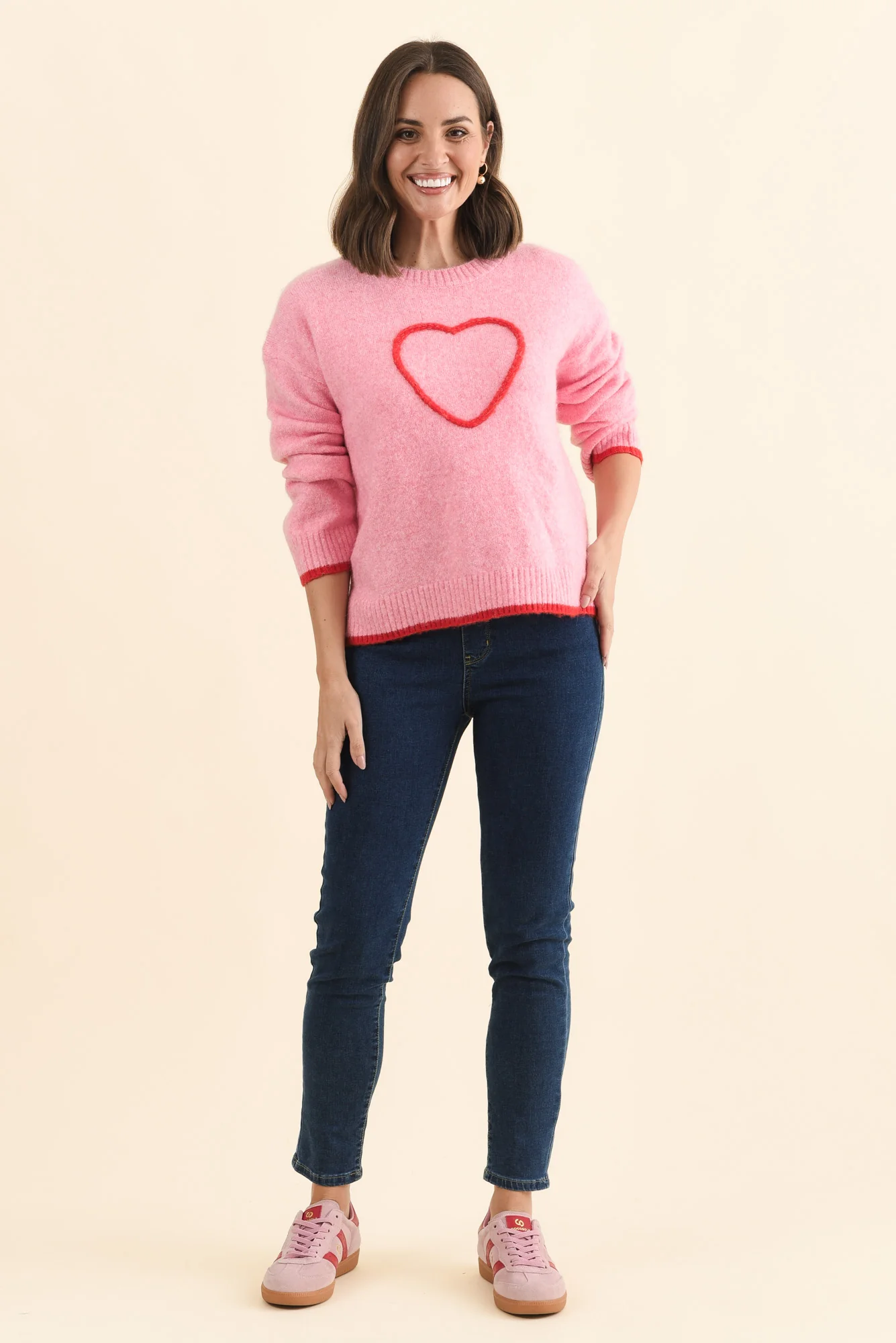 Zoe Pink Heart Knit Jumper - Image 6